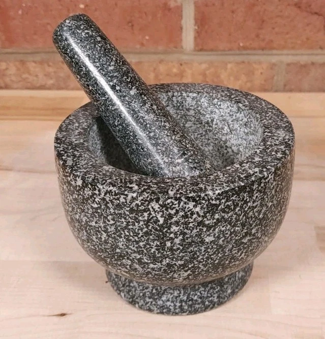 5 Inch Granite Mortar and Pestle Polished Finish 6 Lbs
