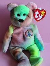 Teddy Bear🙂Plüsch🤗Peace🩷 ty Beanie Babies 1996✌️SELTEN ! 🎁 RARITÄT!🙂