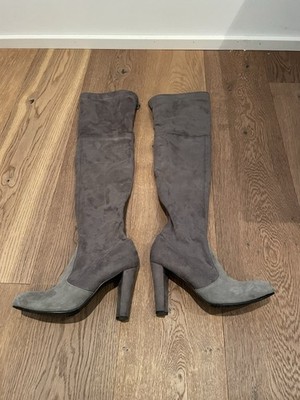 Stuart Weitzman Stiefel Overknee Gr. 38 Grau Leder