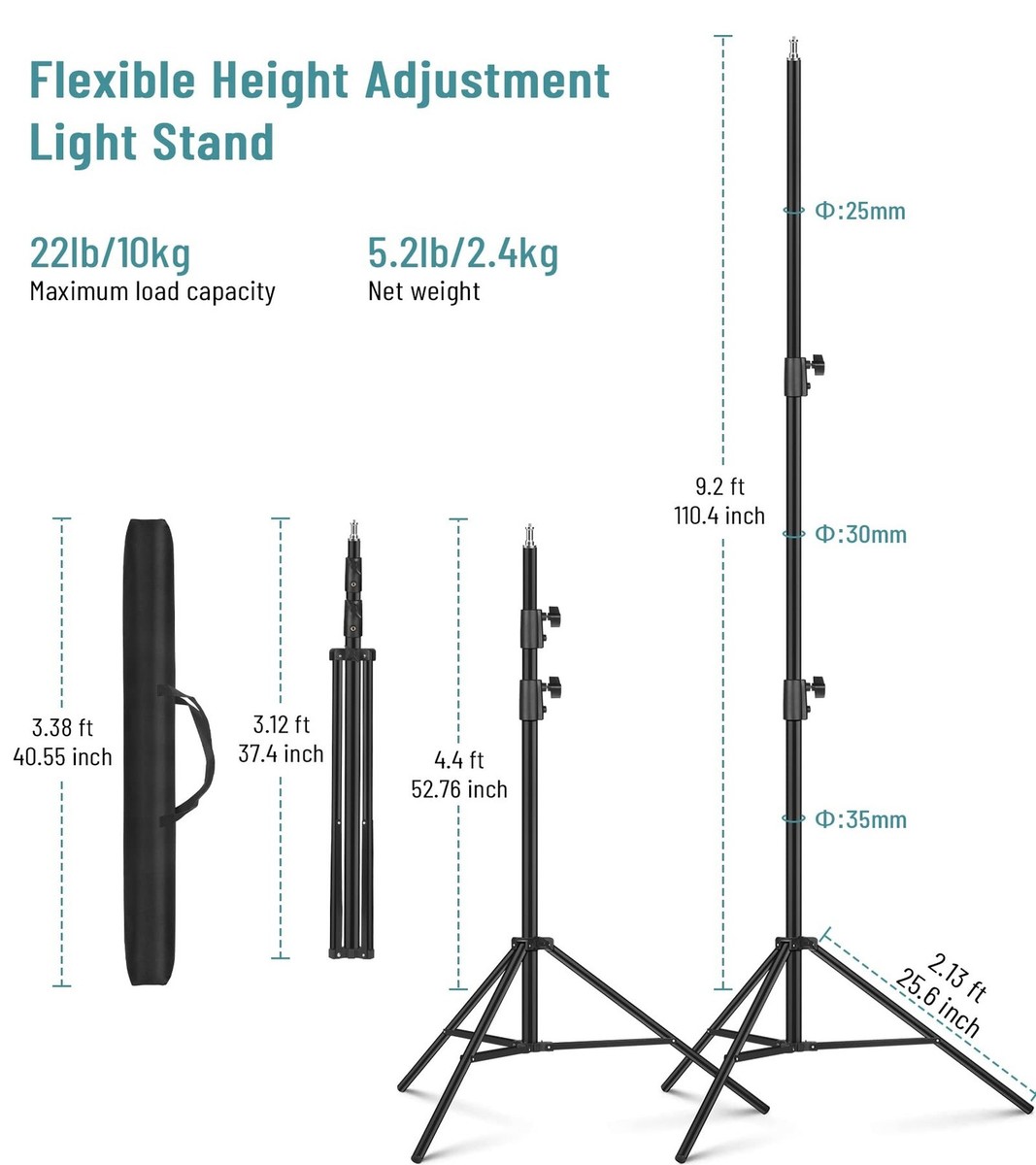 Photography Light Stand Heavy Duty Tripod, Sdfghj 9.2 ft/110