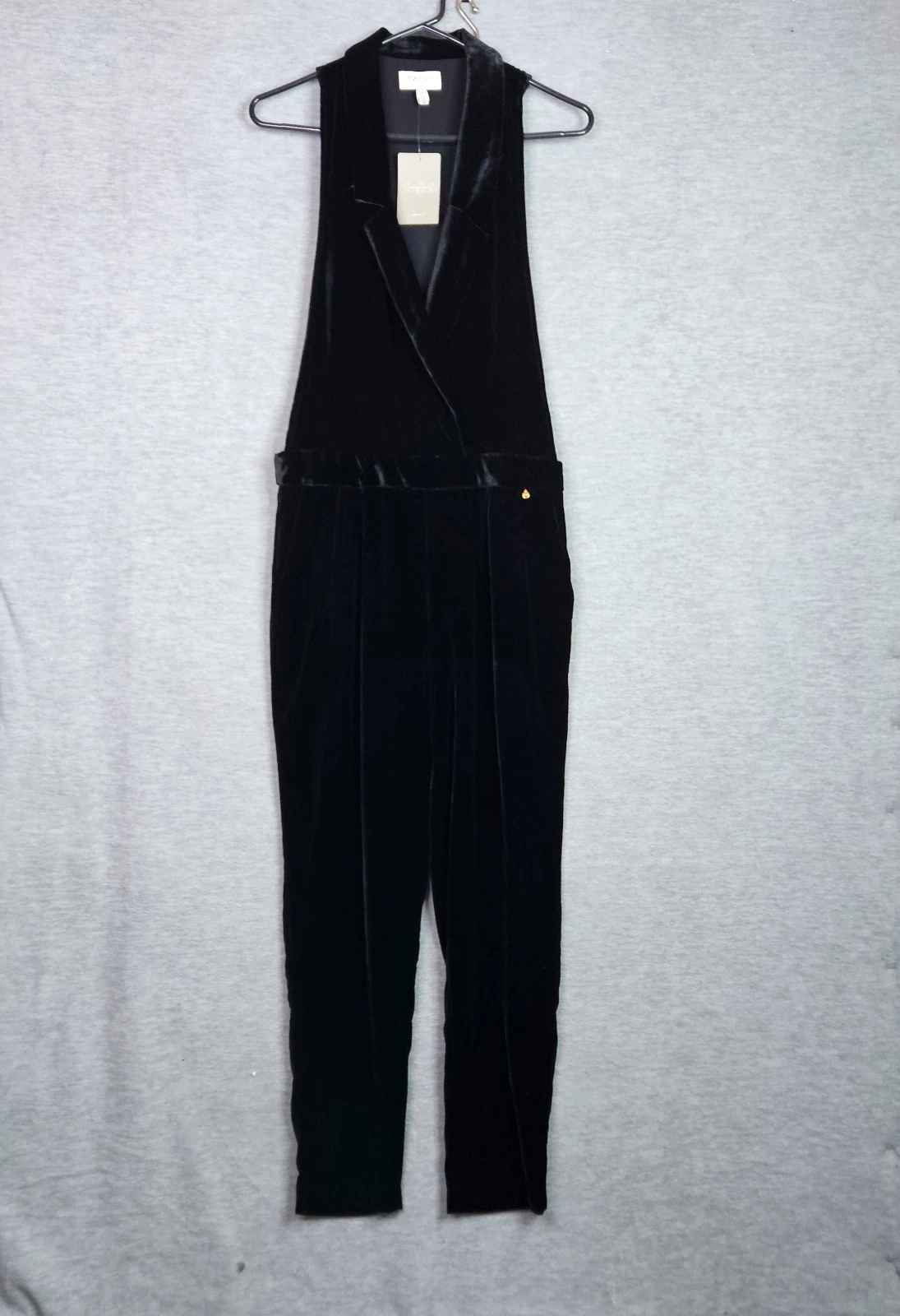 Anthropologie Harlyn Velvet One Piece Black Tuxedo Jumpsuit Women's Size XS NWT