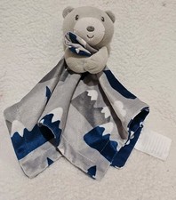 Baby Essentials Lovey Security Blanket Plush Bear Blue Gray Mountain Cloud 14"