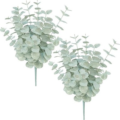 FOREST PRINCE Artificial Eucalyptus Stems 25'' Ash Colored 2 PCS Silk Decor