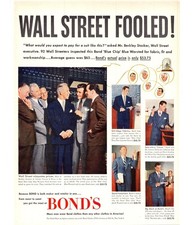 Traje de negocios Bond's 1951 ropa de hombre anuncio impreso vintage banquero arte de pared