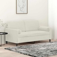 2-Sitzer-Sofa Mit Zierkissen Creme 140 Cm Samt