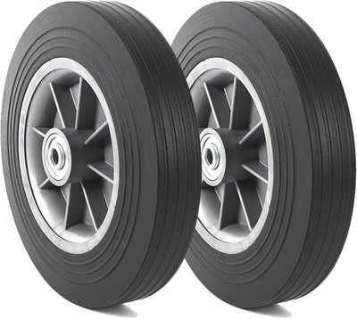 AR-PRO (2-Pack) 10'' x 2'' Flat Free Solid Rubber Tire and Wheel, 3/4'' & 5/8''