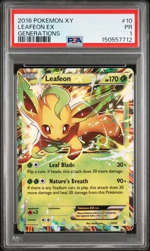 2016 POKEMON XY GENERATIONS #10 LEAFEON EX PSA 1