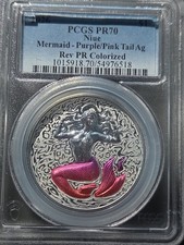 2026 Niue Mermaid Purple/Pink Tail Rev Proof MS 70
