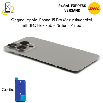 Original Apple iPhone 15 Pro Max Akkudeckel Back Cover mit NFC Blitz Flex -Natur