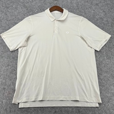 Lululemon Evolution Polo Shirt Mens XL White Short Sleeve Athletic Golf Top