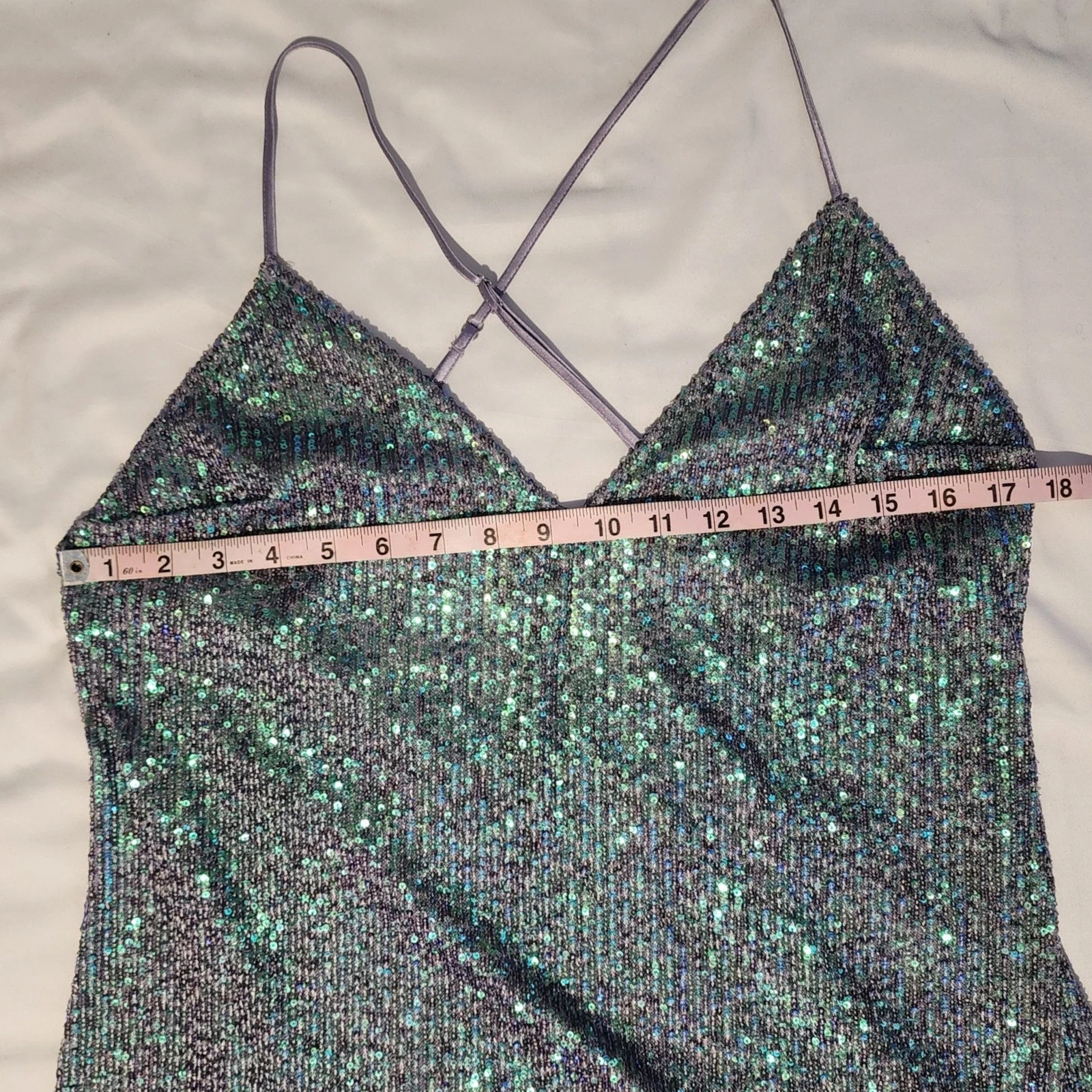 UNDERCOVER Victoria's Secret Mini Abito Paillettes Festa Scintillante Scollo a V Spalline Schiena L