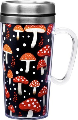 Insulated Travel Mug, 14oz - Double Wall Stainless & Acrylic Drink Cup with T...