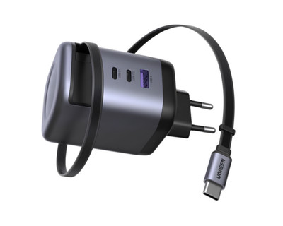 UGREEN Nexode 100W USB-C Ladegerät GaN 4-Port mit einziehbarem Kabel Schnelllade