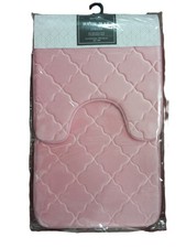 New 2 pcs Bathroom bath mat contour mat rug non slip soft color pink