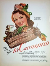 Original 1942 Vintage Chesterfield Ad: Ft. It's Chesterfield says Lois January