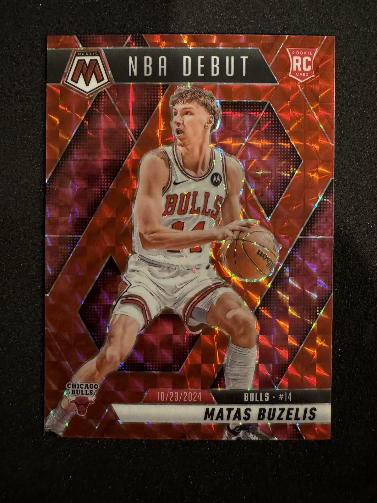 2024-25 Panini Mosaic Matas Buzelis Red Mosaic Prizm NBA Debut RC No. 257
