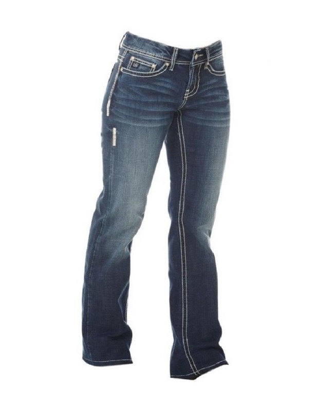 Cowgirl Up Western Jeans Womens Bootcut 25 x 32 Med Stonewash CGJ30605 CLEARANCE