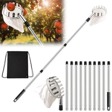 Fruit Picker Pole with Basket Telescoping 13Ft Adjustable Apple Picker Pole w...