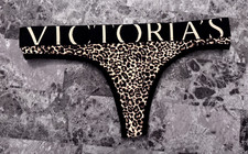 NWT VICTORIA'S SECRET LEOPARD CHEETAH THICK EXPLODED LOGO BAND THONG PANTIES