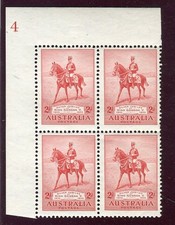 Australia KGV 1935 Jubilee 2d scarlet SG156 MNH Plate 4 block of 4