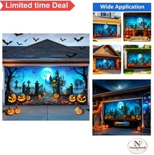 Halloween Garage Door Cover 7x16 Ft Outdoor Hanging Backdrop Banner with Hooks