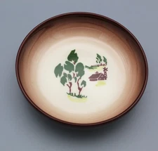 MCM 1950s BROCK of California USA Harvest Time 5" Fruit Dessert Bowl Brown Trim