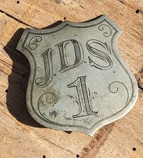 Antique Silver Shield Badge Fireman Lawman Police Civil War Era