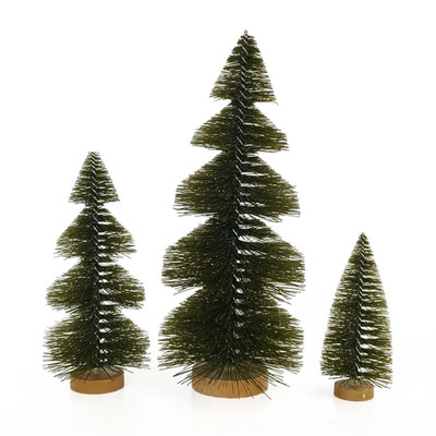 Holiday Time 3 piece  Green Christmas Village Tree Set  Bottle Brush trees