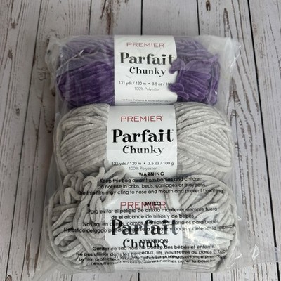 NEW Premier Parfait Chunky Yarn 3.5 oz - Lot of 3 Skeins Fog Iris Gray Purple