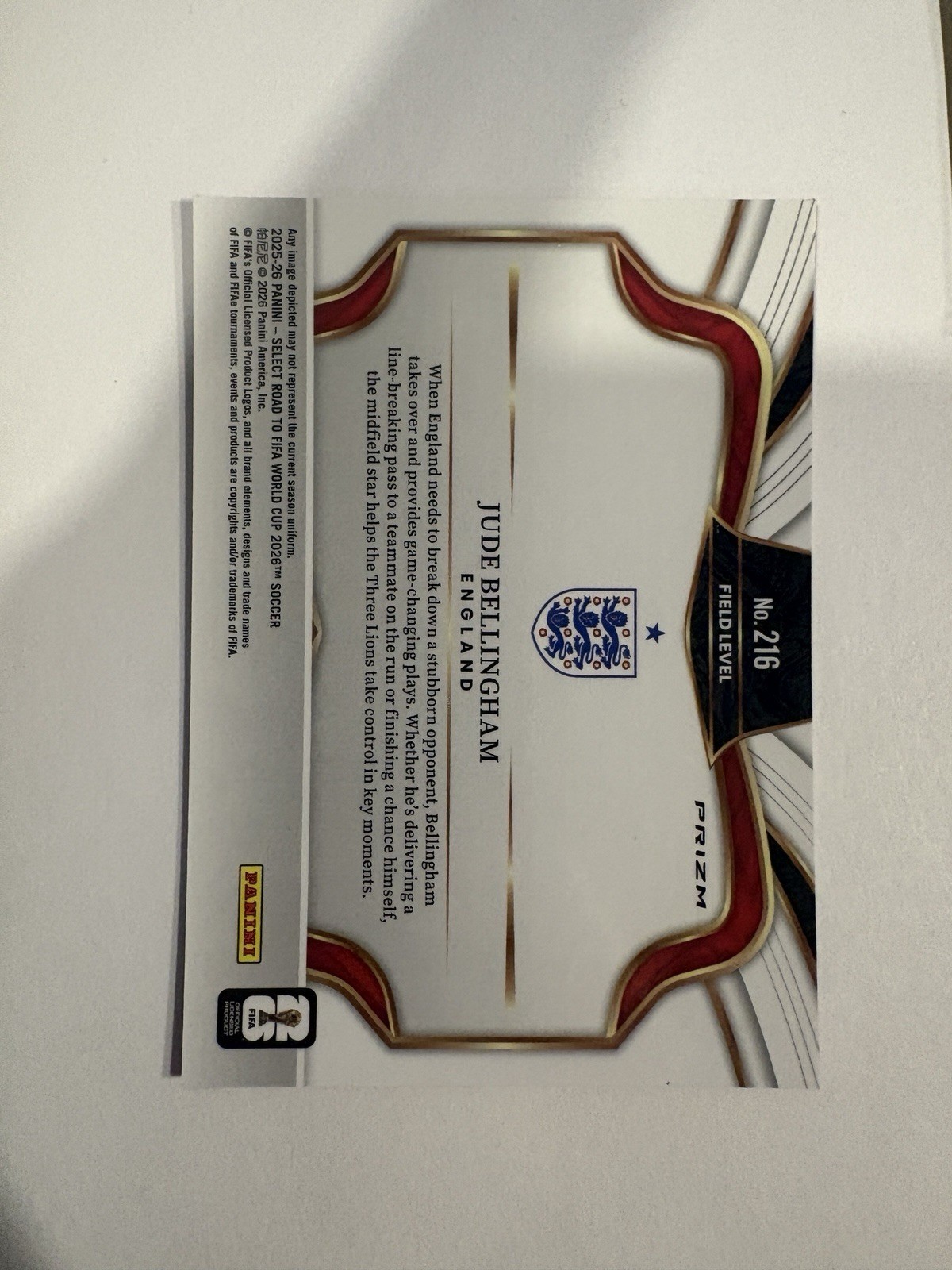 2025-26 Panini Select FIFA Jude Bellingham Field Level Pink Ice Prizm #216 view 2