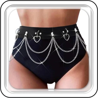 Stylish Punk Belly Chain Belt for Women – Gothic Leather Design, 39.4" Length - Image 1 of 4