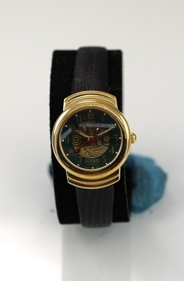 Gitano Damen Armbanduhr Quarz Grün Gold Schwarz Leder Edelstahl 8146