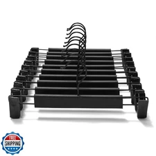 GUANJUNE 10 Pack Clothes Pants Hangers, Space-Saving Skirt Holders with 360 °