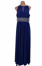 RM Richards Royal Blue Halter Keyhole Beaded Waist Formal Maxi Dress Gown 16