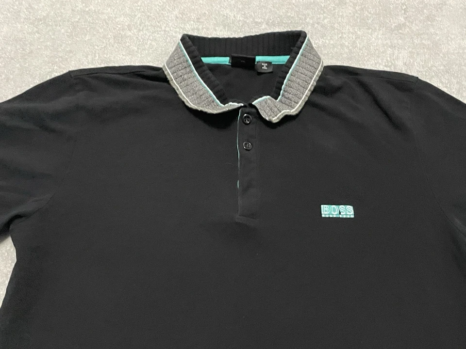 Camisa Polo Hugo Boss Paddy Para Hombres 2XL XXL Negra Corta Calce Regular Logo Golf Foto 2 de 4