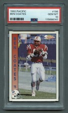 1992 BEN COATES ROOKIE PSA 10 GEM-MT PACIFIC NEW ENGLAND PATRIOTS *RARE #196 RZC