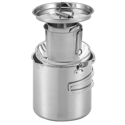 DZRZVD Camping Coffee Kettle and Mugs Set - Stainless Steel Pot with Collapsi...