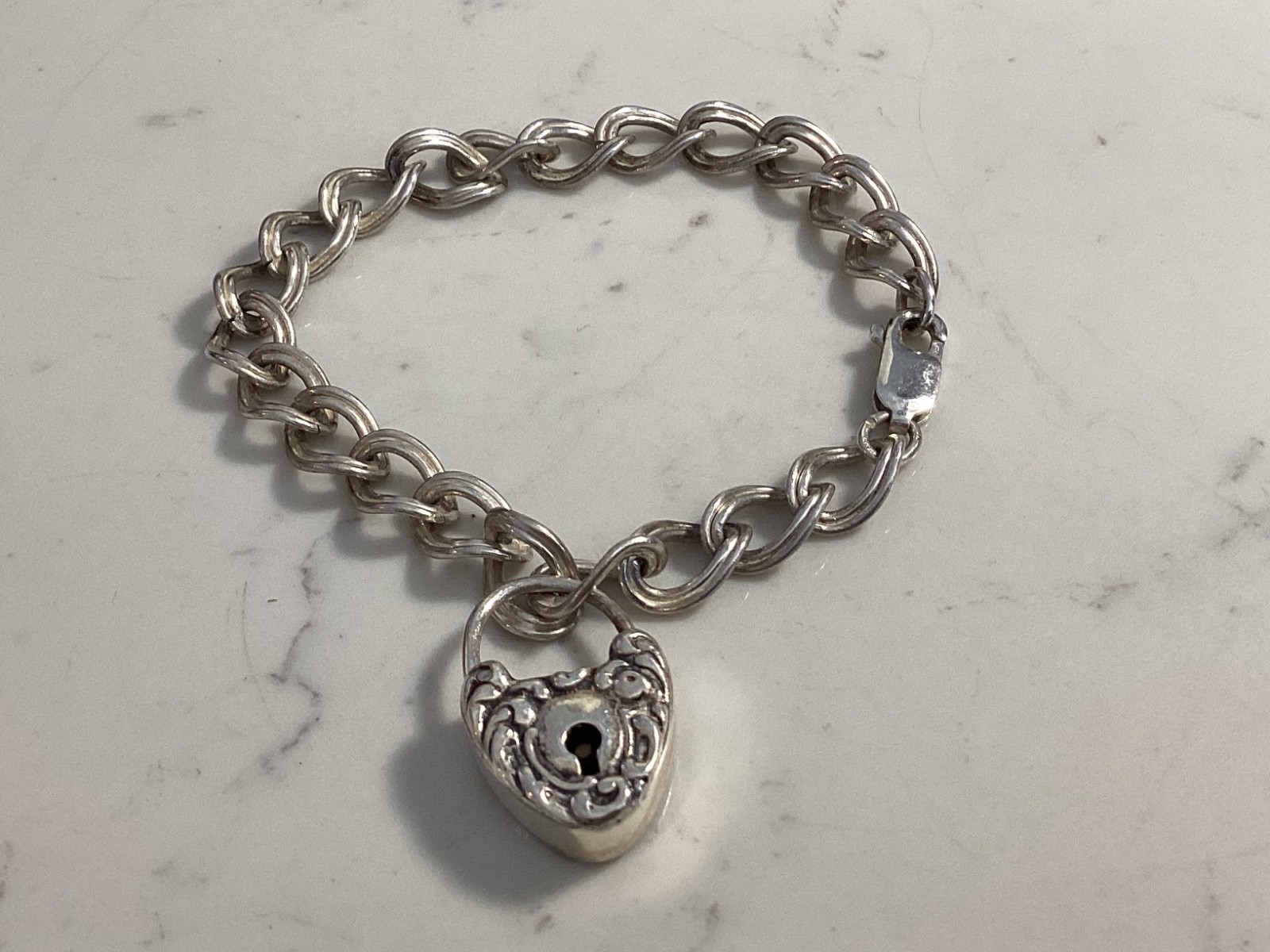 AUTHENTIC SIGNED STERLING SILVER HEART CHARM BRAC… - image 7