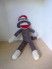 Schylling Classic Sock Monkey Plush Stuffed Animal Toy Brown Red 20 Inch