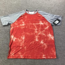 Spyder Rash Guard Shirt Mens Large Red Gray UPF 30 Quick Dry Surf Sun Top