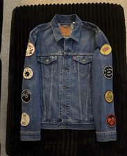 Levi's Men's Blue Denim Jacket Button Front Patches Pockets Size L