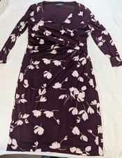 Lauren Ralph Lauren Women's Mauve Faux Wrap Dress Size 8 mid Sleeve Stretch