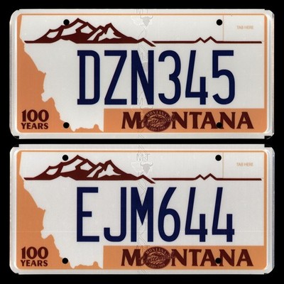 MONTANA (Lot of 2) License Plates 100 YEARS 1889-1989 Centennial - State Map
