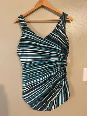 Swimsuits For All Womens Boho Blue One Piece Swimsuit Size 22 NWT