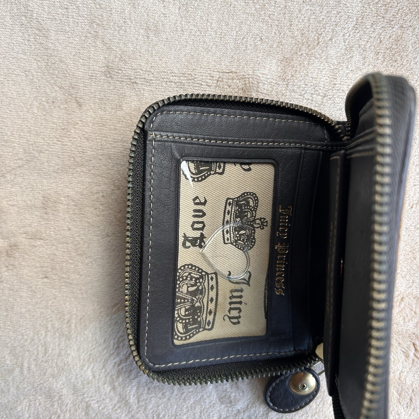 Vintage Y2K Juicy Couture Pink/Brown Velour Scottish Dog Embroidered Wallet Rare image 4