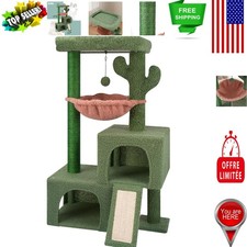 37.4 Cactus Cat Tree Tower with Condos, Perch Hammock for Indoor Cats