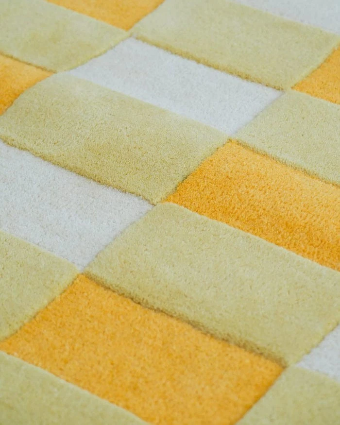 Alfombra de lana suave acolchada a mano - Alfombra abstracta moderna para sala de estar Foto 4 de 4