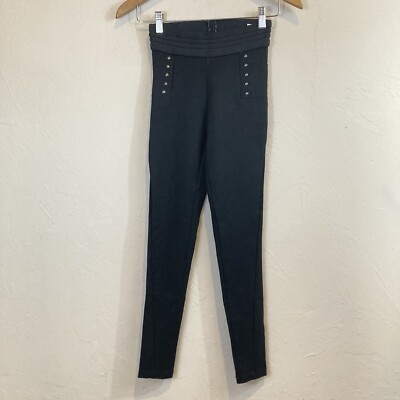 Zara Basic Black Studded High Waist Body Shaping Leggings Size XS