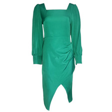 Shein Dress Womens Size S Small Solid All Green Long Sleeve Pull On Smocked Back