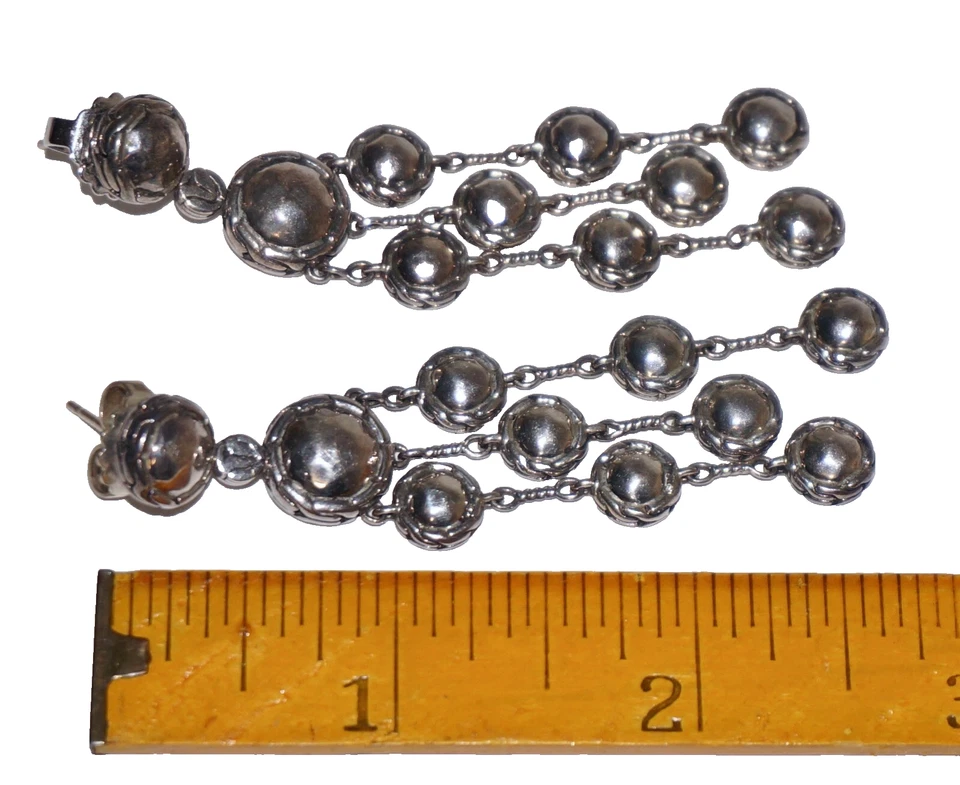 JOHN HARDY 925 Sterling Silver PALU Chandelier Earrings - Image 3 of 4